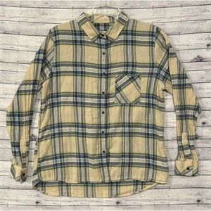 BARBOUR Womens Brae Check Flannel Over Shirt Pocket Tartan Plaid Yellow US 10